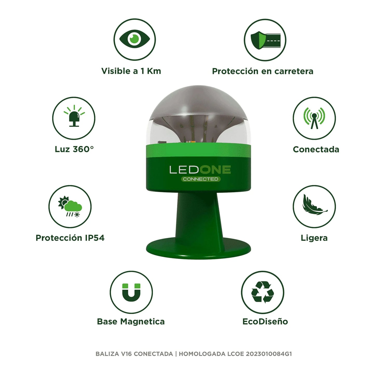 Luz de emergencia - PF LED ONE V16 LEDONE ECO Connected Baliza V16 geolocalizada y conectada con la DGT