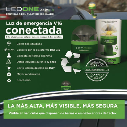 Luz de emergencia - PF LED ONE V16 LEDONE ECO Connected Baliza V16 geolocalizada y conectada con la DGT