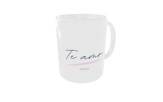 Taza personalizada con 2 fotos y fecha – “Te amo”