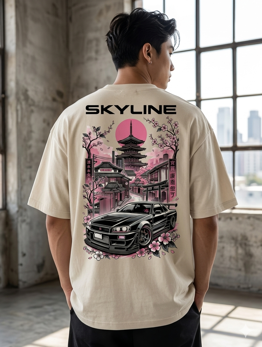 Camiseta Oversize “Skyline Sakura”