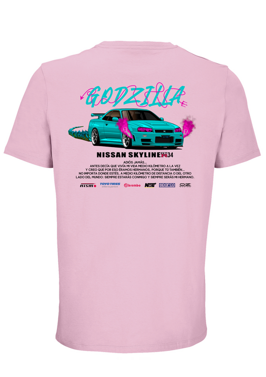 Camiseta Godzilla R34 – Nissan Skyline GT-R | Algodón Orgánico