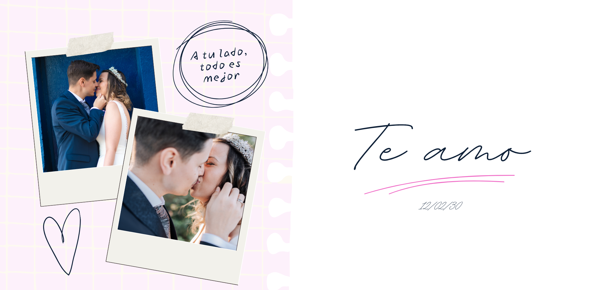 Taza personalizada con 2 fotos y fecha – “Te amo”