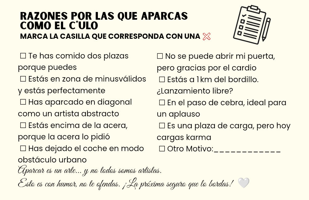 Pack 20 Tarjetas - 🅿️ Aparcas Como El C*lo