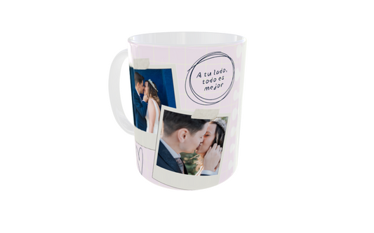 Taza personalizada con 2 fotos y fecha – “Te amo”