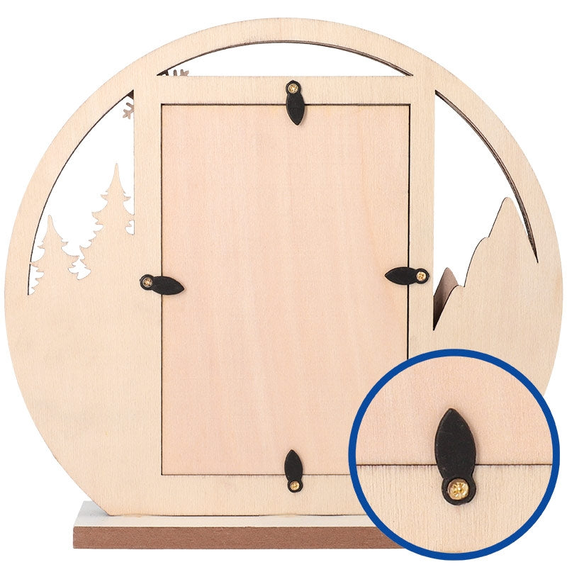 Portafotos navideños de madera redondos