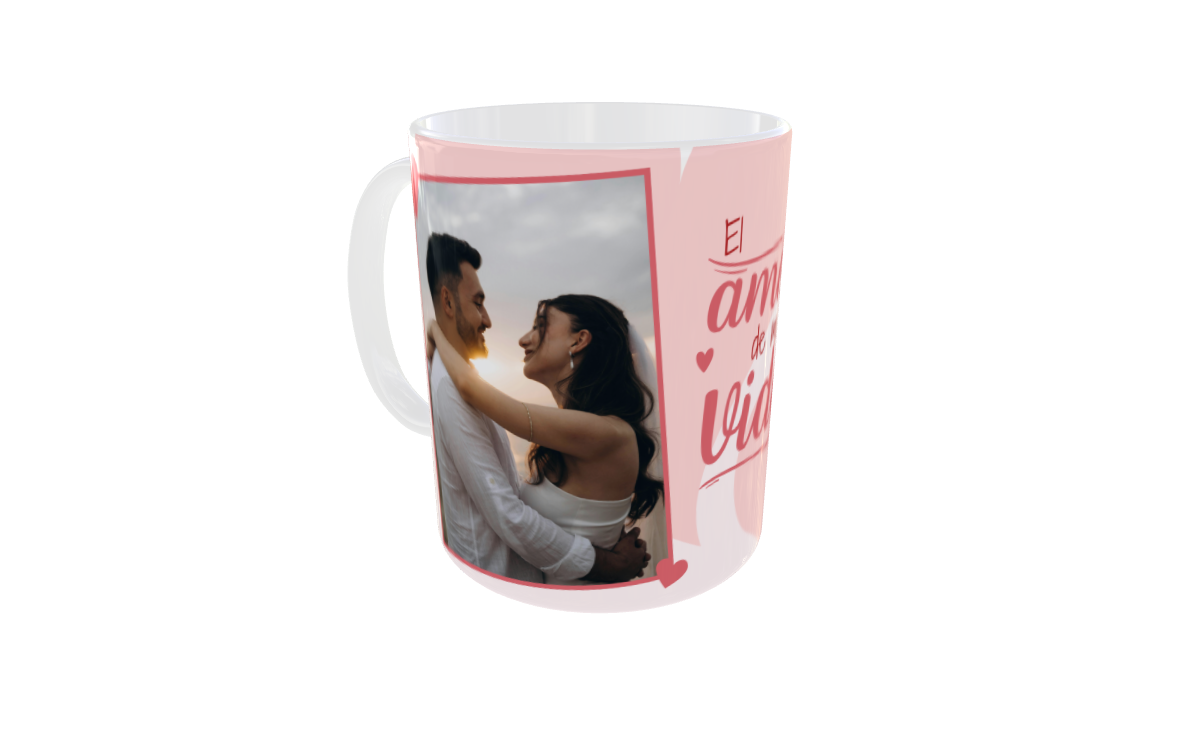 Taza personalizada con 2 fotos – “El amor de mi vida”