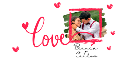 Taza personalizada con foto y nombres – Diseño LOVE